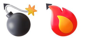 Bomb Fire 3D Emoji Cursor Pack