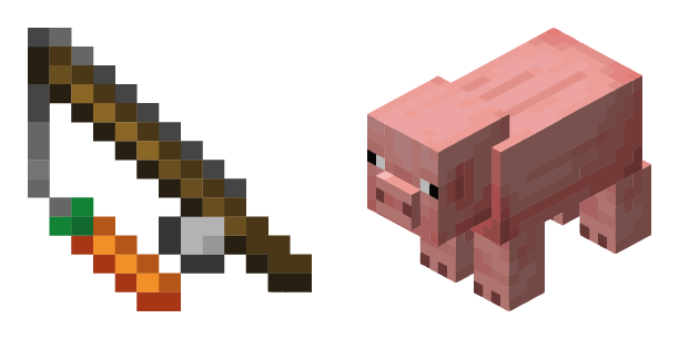 Carrot on a Stick and Pig Minecraft
