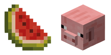 Pig and Melon Minecraft Cursor Pack