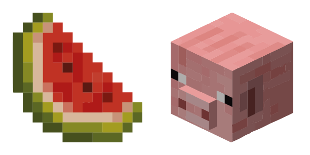 Pig and Melon Minecraft