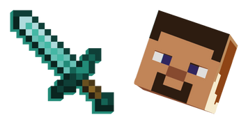 Steve With The Diamond Sword Minecraft Cursor Pack