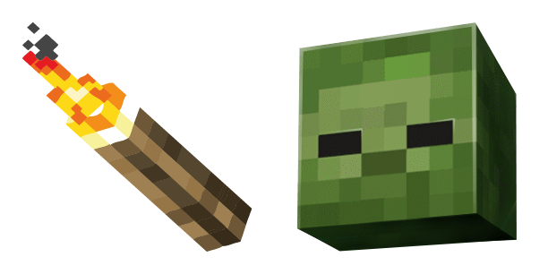 Torch and Zombie Minecraft