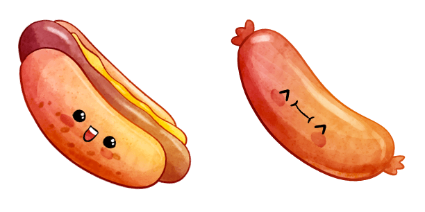 Hotdog Sausage Kawaii Food And Drinks