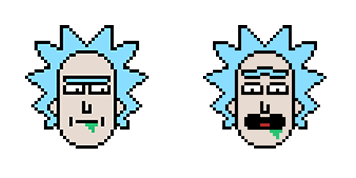 Rick and Morty Rick Head Pixel Cursor Pack