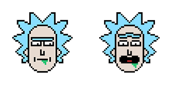Rick and Morty Rick Head Pixel Animated