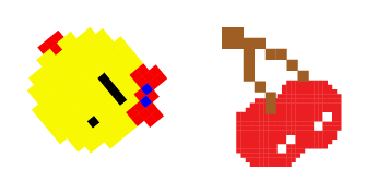 Ms. Pac-Man & Cherry Pixel Animated cute cursor