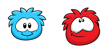 Club Penguin Blue & Red Puffles Animated cute cursor