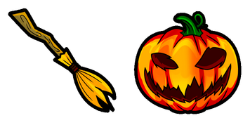 Halloween:  Broom and Pumpkin Cursor Pack