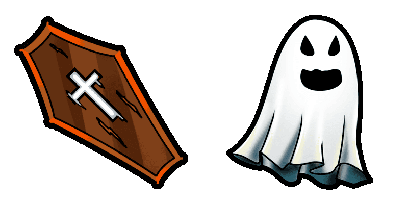 Halloween coffin and ghost