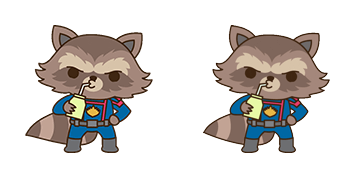 Chibi Rocket Raccoon Drinking Animated