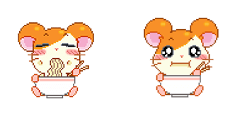 Pack de curseurs Hamtaro Eat Noodles Pixel