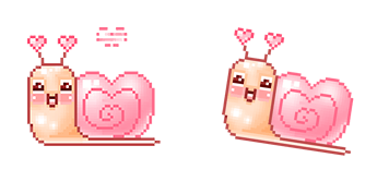 Cute Pink Snail Pixel Animated