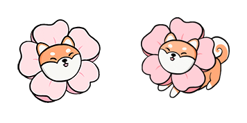 Kawaii Shiba Inu Flower Cursor Pack