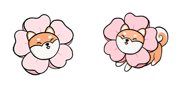 Kawaii Shiba Inu Flower Animated