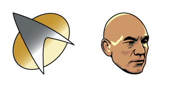 Star Trek Jean-Luc Picard & Starfleet Combadge Animated