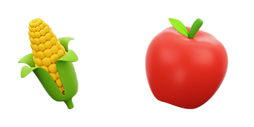 Corn & Red Apple 3D
