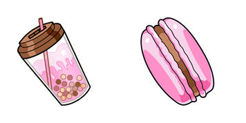 Pink Bubble Tea & Macaroon Cursor Pack