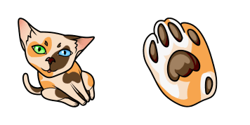 Calico Cat & Paw Animated cute cursor