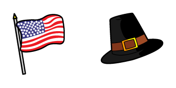 Thanksgiving American Flag & Pilgrim Hat Cursor Pack