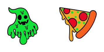 Halloween Slime Ghost & Piece of Pizza Cursor Pack