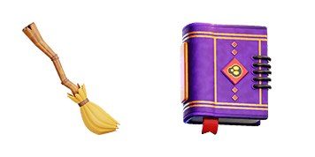 Halloween Broom & Spell Book 3D Cursor Pack