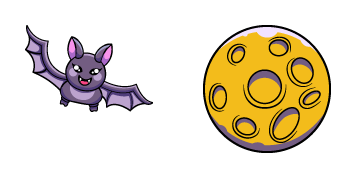 Halloween Cute Bat & Full Moon Cursor Pack