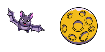 Halloween Cute Bat & Full Moon