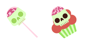 Halloween Skull Stick & Cake Cursor Pack