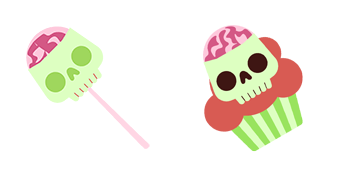 Halloween Skull Stick & Cake Animated