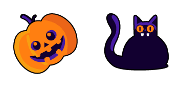 Halloween Pumpkin & Black Cat Animated