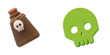 Halloween Poison & Green Skull 3D Cursor Pack