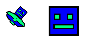 Geometry Dash Blue Cube 2 & UFO 2 Animated