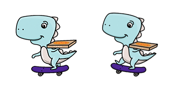 حزمة كروس Cute Dinosaur on Skateboard & Pizza