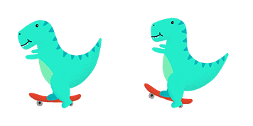 حزمة كروس Green Dinosaur on Skateboard