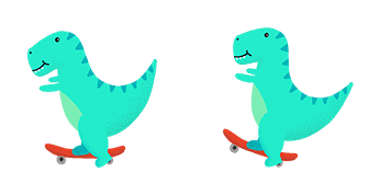 Green Dinosaur on Skateboard Animated