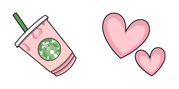 VSCO Girl Starbucks Pink Drink & Love Hearts