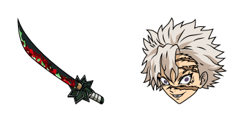 Demon Slayer Sanemi & Green Nichirin Sword Animated cute cursor