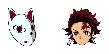 Demon Slayer Tanjiro Kamado & Fox Mask Cursor Pack