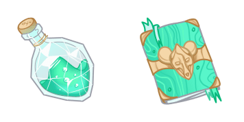 Green Potion Flask & Spell Book Cursor Pack