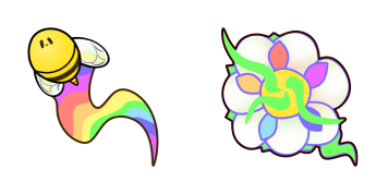 Rainbow Bee & Flower Animated