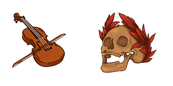 Dark Academia Violin & Skull Animated cute cursor