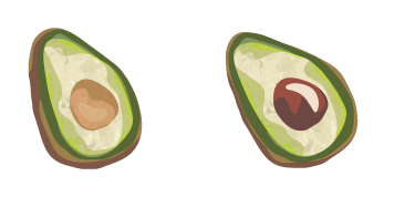 Watercolor Pitted Avocado