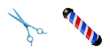 Barber Pole & Scissors 3D