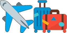 Airplane and suitcases