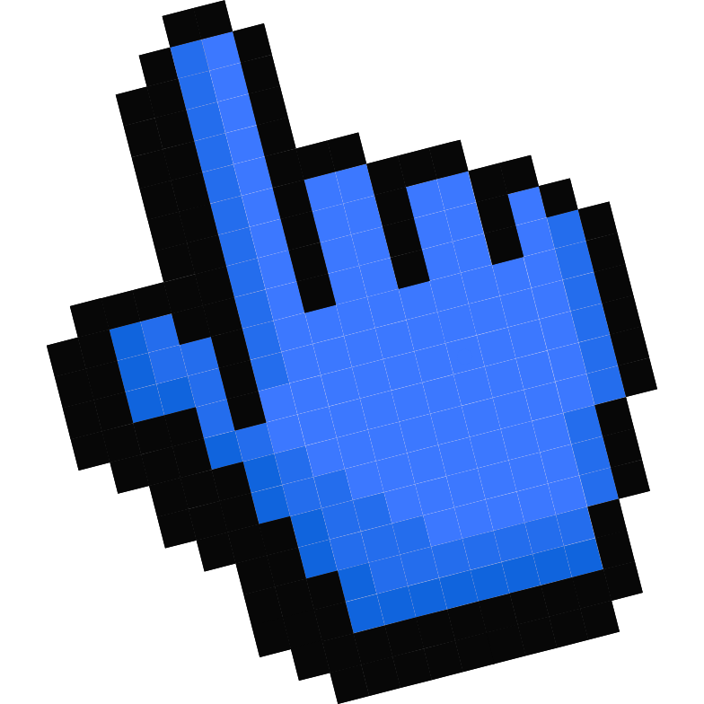 Default Blue Pixel hand cursor