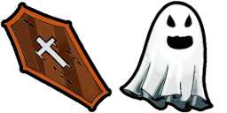 Halloween coffin and ghost