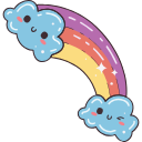 Kawaii Lion and Rainbow hand cursor