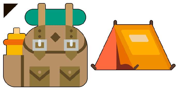Backpack and tent