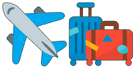Airplane and suitcases